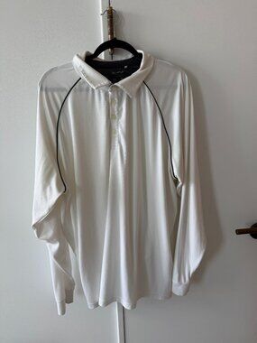 Adidas White Long Sleeve Golf Tennis Polo XXL